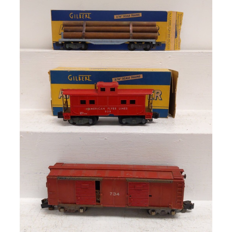 American Flyer Vintage S Assorted Freight Cars: 734, 938, 905 [3] VG