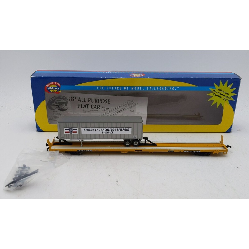 Athearn 74213 HO TTX 85′ Flat Car 970544 With Trailer LN/Box