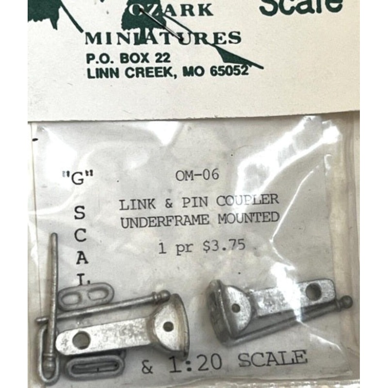 Ozark Miniatures OM-06 G & 1:20 Link&Pin White Metal Coupler Underframe Mounted