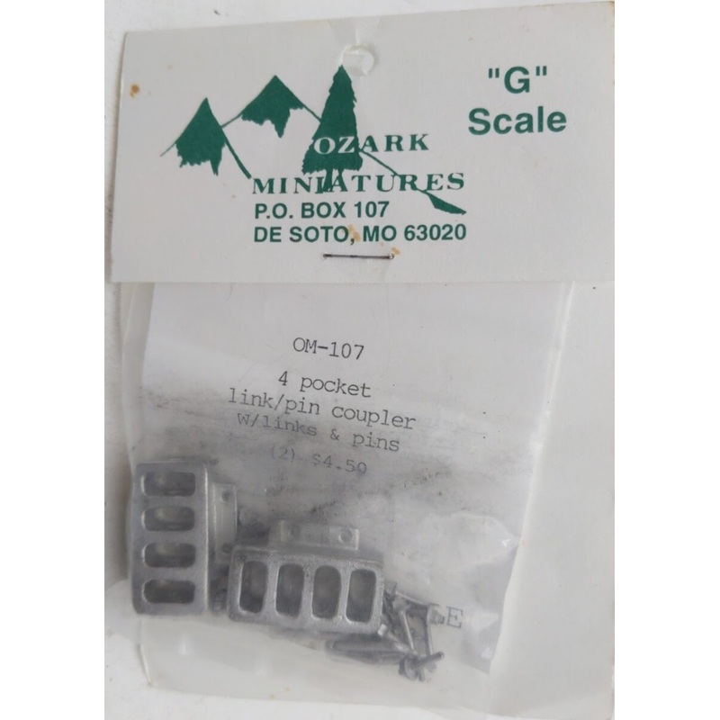 Ozark Miniatures OM-107 G Scale 4- Pocket Link/Pin Coupler W/Links & Pins
