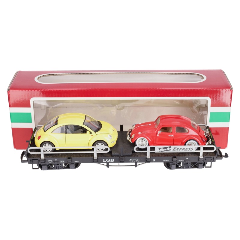 LGB 43590 Black Flatcar w/2 Beetle Cars EX/Box