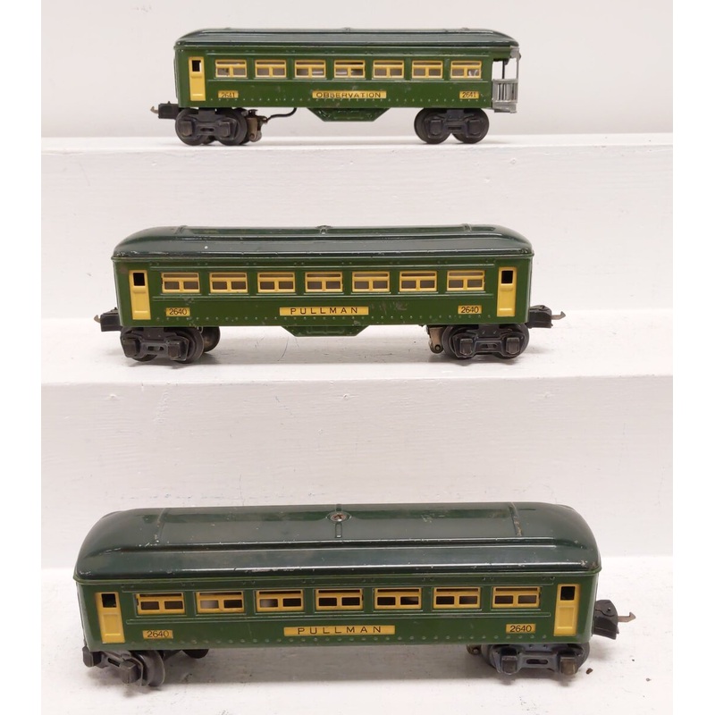 Lionel O Vintage Tinplate Passenger Cars: 2640, 2641 [3] VG