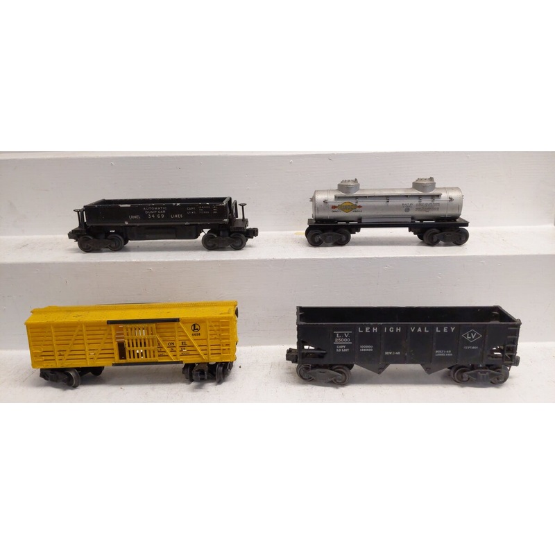 Lionel Vintage O Assorted Freight Cars: 6656, 3469, 6465, 25000 [4] VG