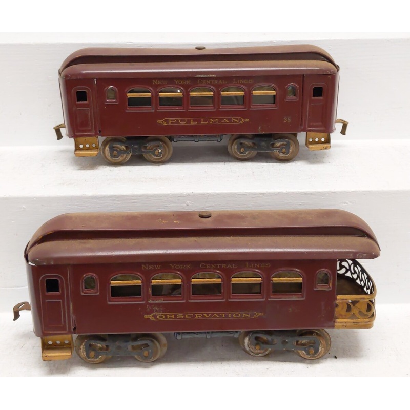 Lionel Vintage Standard Gauge Tinplate NYC Passenger Cars: 36, 37 VG