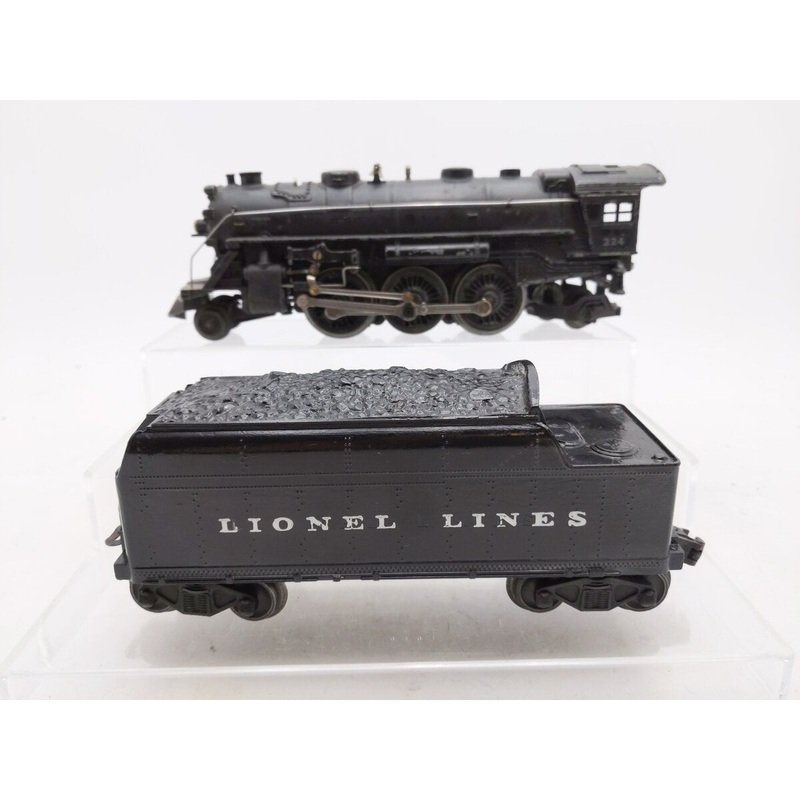 Lionel 224 Vintage O 2-6-2 Die-Cast Steam Loco w/6466WX Tender VG