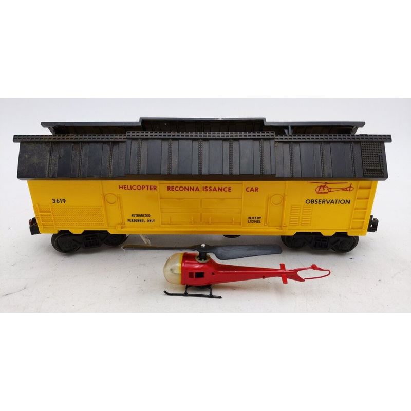 Lionel 3619 Vintage O Operating Helicopter Reconnaissance Car VG