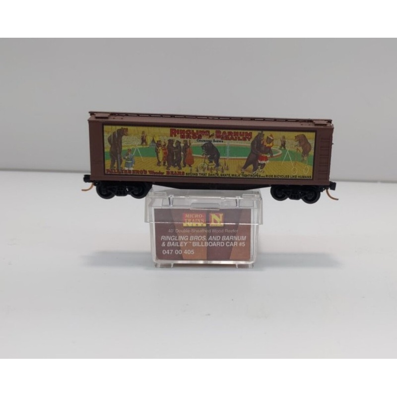 Micro-Trains 04700405 N Ringling Bros 40′ Billboard Wood Reefer Car #5 LN/Box