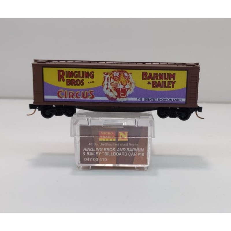 Micro-Trains 04700410 N Ringling Bros 40′ Billboard Wood Reefer Car #10 LN/Box