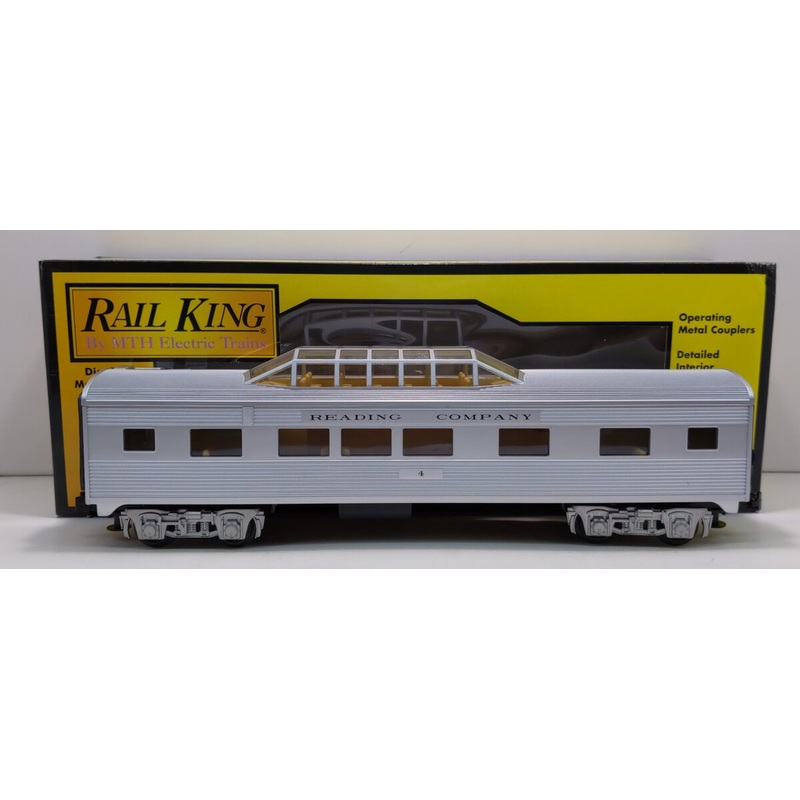MTH 30-6133D O Gauge Reading Streamlined Vista Dome Passenger Car #4 LN/Box