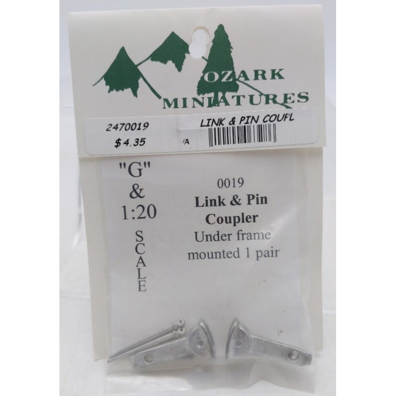 Ozark Miniatures 0019 G and 1:20 Scale Link & Pin Coupler Underframe Mounted
