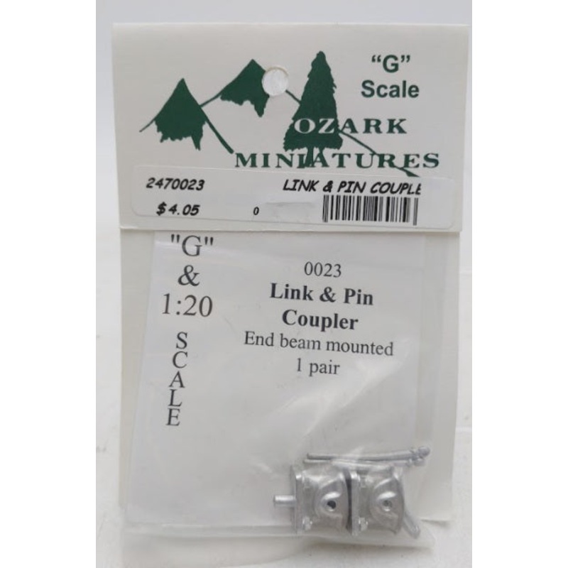 Ozark Miniatures 0023 G and 1:20 Scale Link & Pin Coupler End Beam Mounted