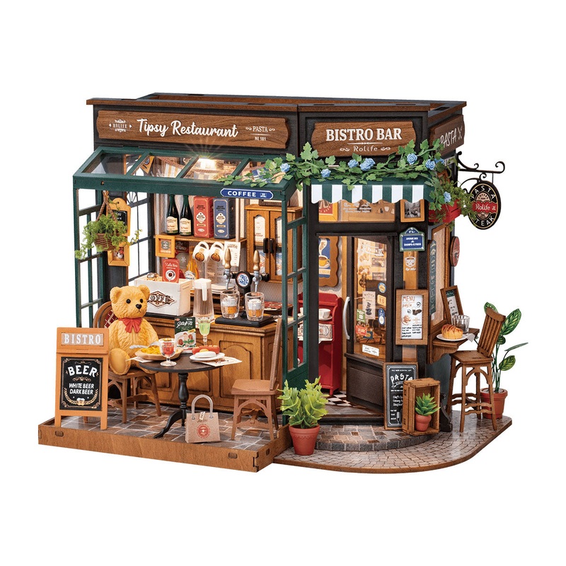 Robotime DG167 Rolife Tipsy Restaurant DIY Miniature House