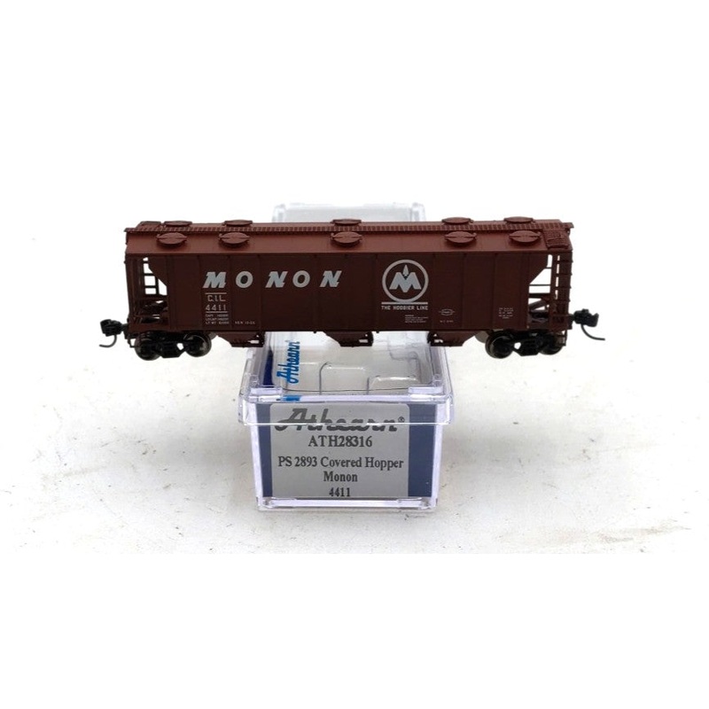 Athearn 28316 N Scale Monon PS-2 2893 3-Bay Covered Hopper Car #4411 NIB