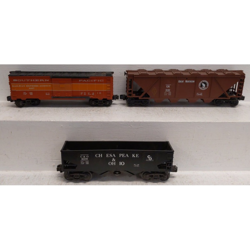 O gauge Assorted Freight Car Lot: 6109, 6102, 6457 [3] VG
