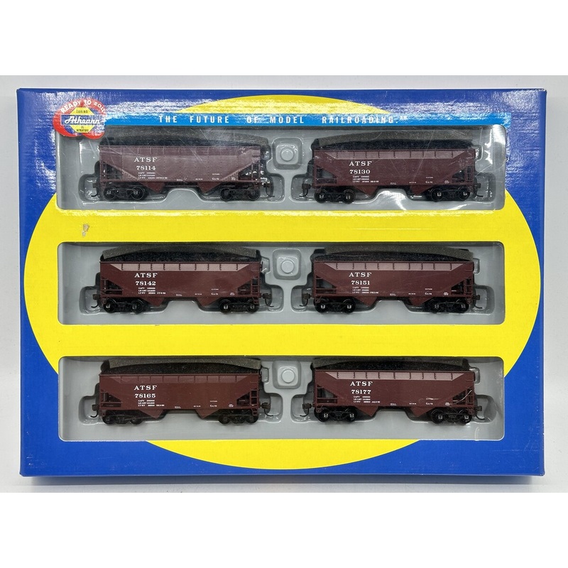 Athearn 91180 HO Scale ATSF 34′ 2-Bay Hopper 6-Car Set MT/Box