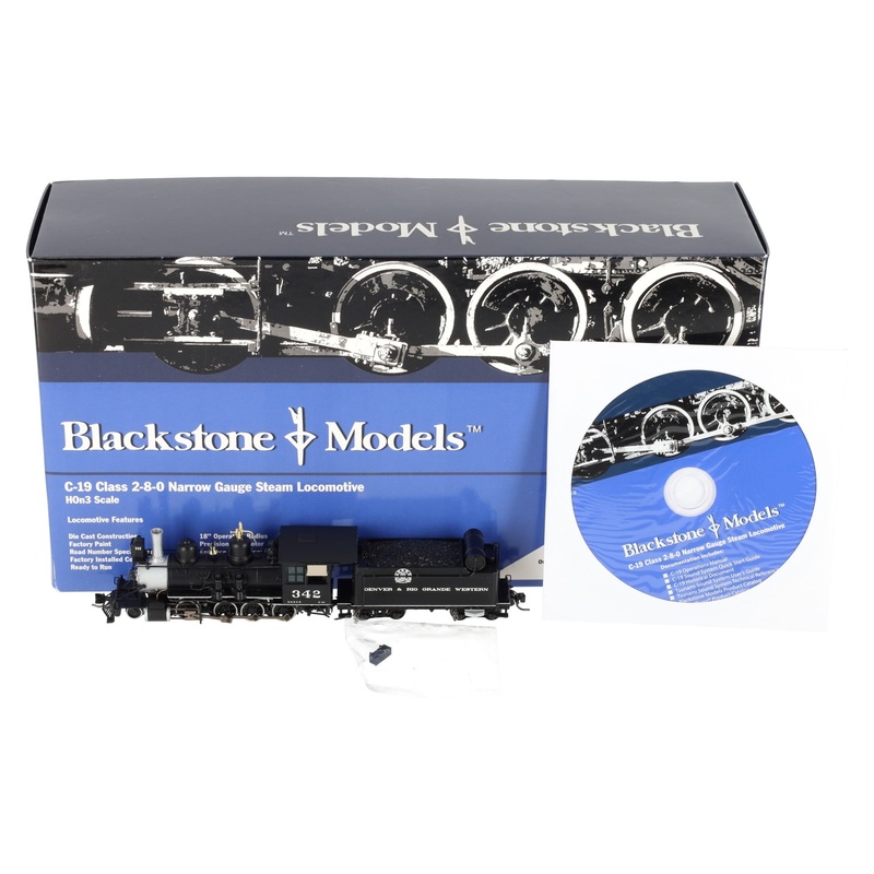 Blackstone Models B310209-S HOn3 D&RGW C-19 2-8-0 Steam Locomotive #342 NIB