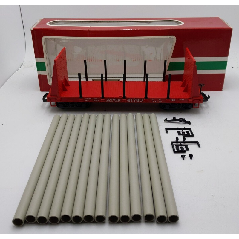 LGB 41780 G Scale Atchison Topeka & Santa Fe Flatcar with Pipe Load #41780 EX/Box