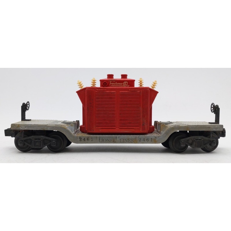 Lionel 2461 Vintage O Postwar Die-cast Flatcar w/ Red Transformer VG