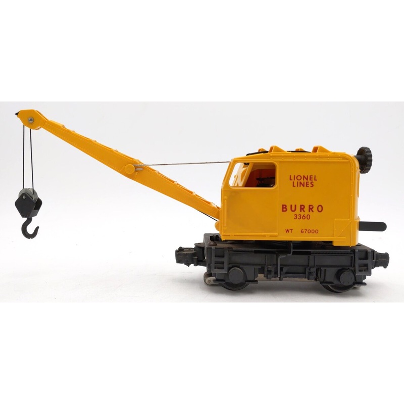 Lionel 3360 Vintage O Gauge Postwar Operating Burro Crane Car EX