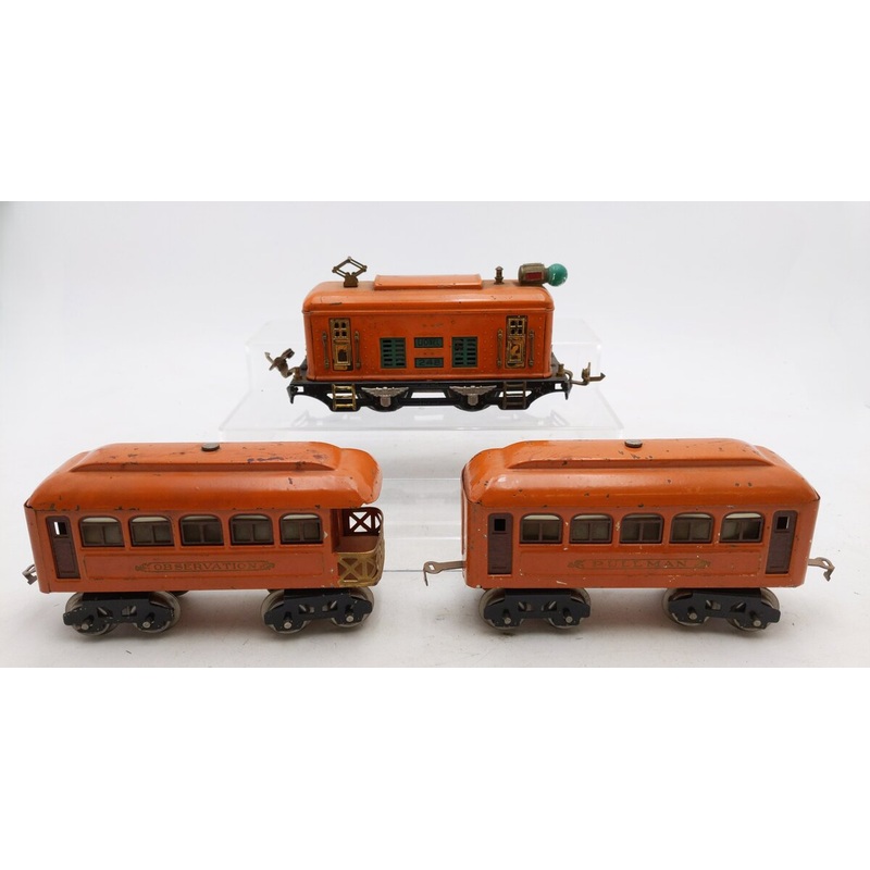 Lionel O Vintage Prewar 284 Locomotive, Observation, & Pullman Car