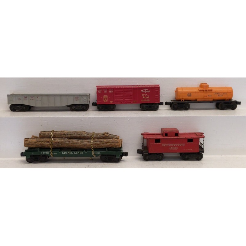 Lionel Vintage O Assorted Freight Cars: 6025, 6361, 6562, 638-2361, 2457 [5] VG