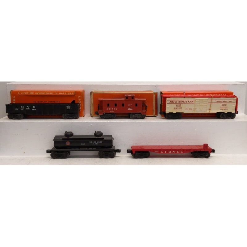 Lionel Vintage O Assorted Freight Cars: 6062, 6257, 6448, 6465, 6803 [5] VG/Box