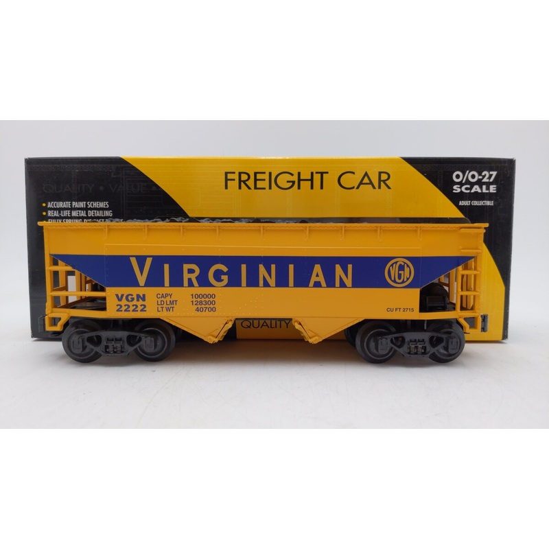 K-Line K621-44625 O Gauge Virginian Smooth Hopper w/ Coal Load #2222 EX/Box