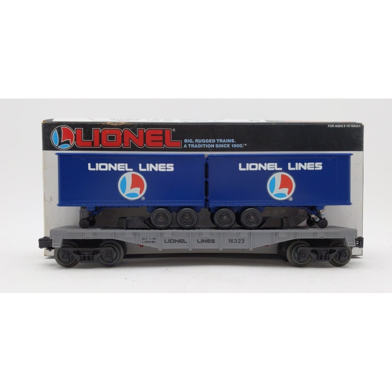 Lionel 6-16323 O Gauge Lionel Lines Flatcar w/ Trailers VG/Box