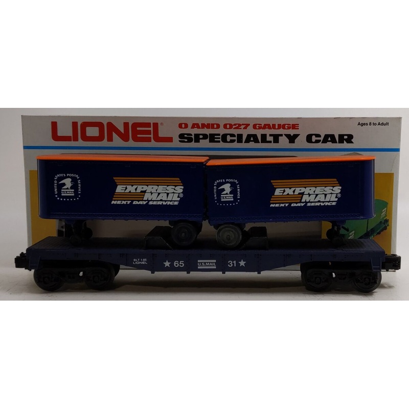 Lionel 6-6531 O Gauge Express Mail Flatcar with Piggyback Trailers VG/Box