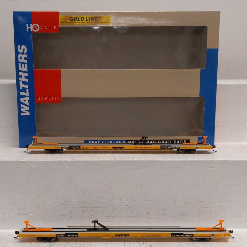 Walthers 932-24016 HO 89′ Flush Deck Flat Car-Twin 45 (2 Pack): 159074, 160908 NIB