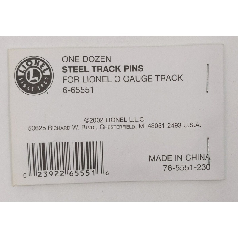 Lionel 6-65551 One Dozen Lionel O Gauge Steel Track Pins