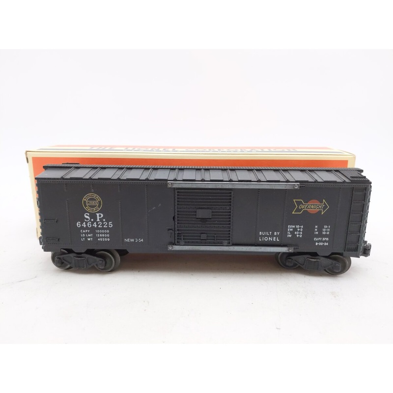 Lionel 6464-225 Vintage O Southern Pacific Boxcar -Type ll w/IIA Body Flat Black EX