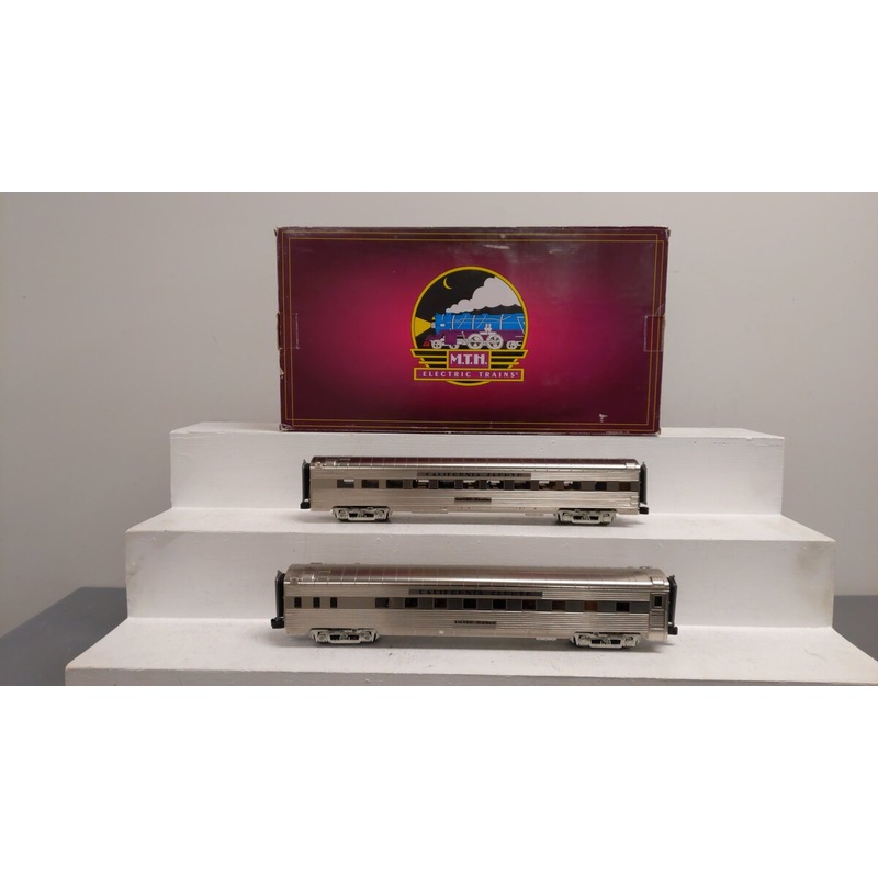 MTH 20-64069 O California Zephyr 70′ Streamlined 2-Car Passenger Set EX/Box