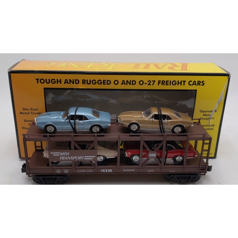MTH 30-7638 O Gauge MTH Auto Transport Carrier w/ 4 Autos LN/Box