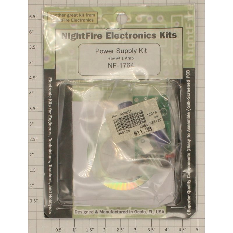 Nightfire Electronics 1764 +6 Volt @ 1 Amp  Power Supply Kit