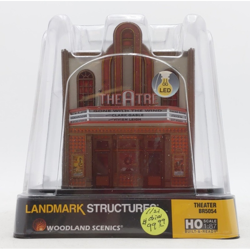Woodland Scenics BR5054 HO Built-&-Ready Theatre W/Led Building NIB