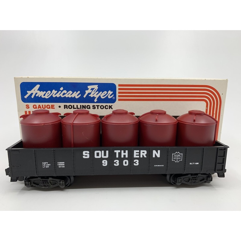 American Flyer 4-9303 S Gauge Southern Gondola With Canisters LN/Box