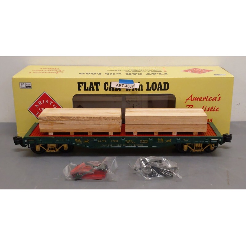 Aristo-Craft 46325 G Scale North Pole Christmas Flatcar w/Stakes VG/Box