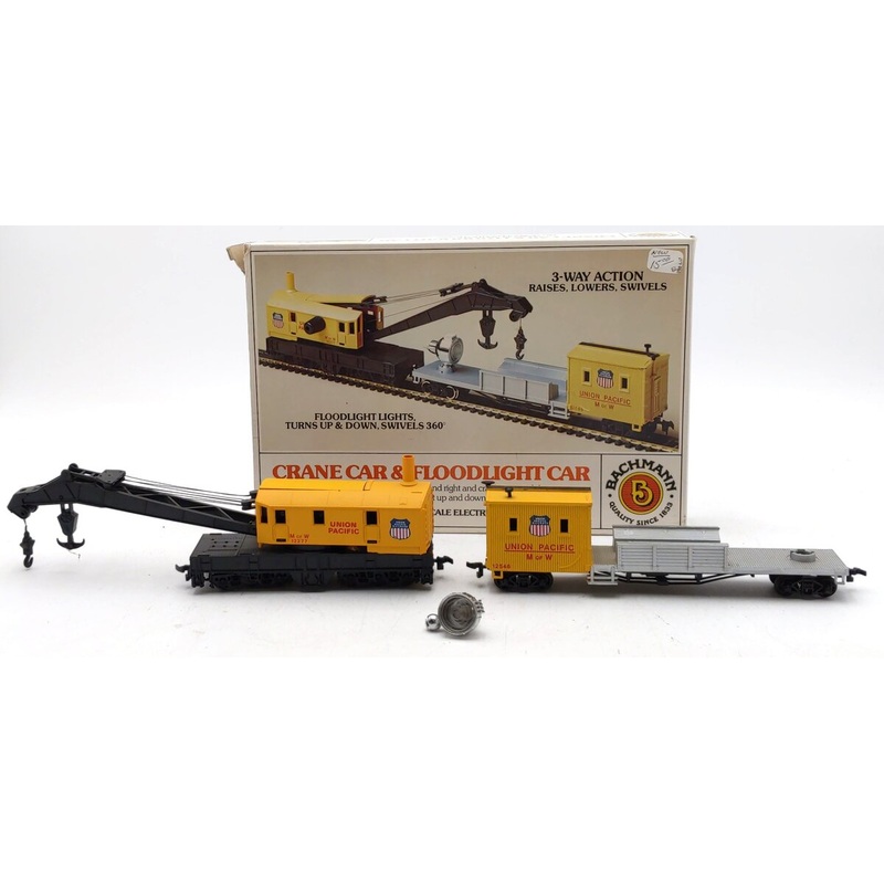 Bachmann 1446 HO Union Pacific Crane Car & Floodlight EX/Box