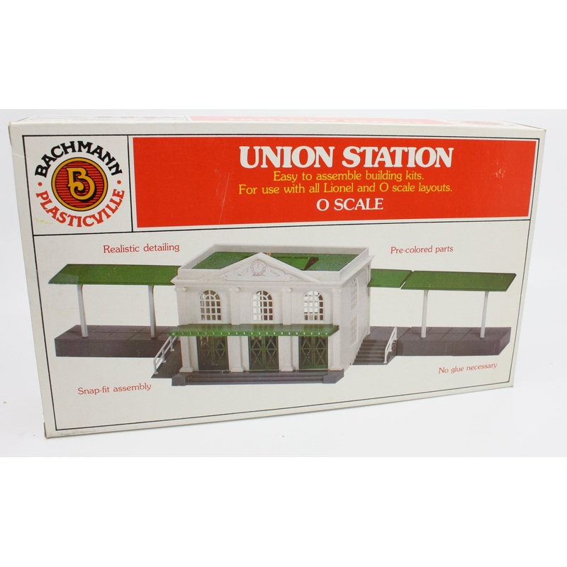 Bachmann 1958 O Plasticville Union Station Snap-Fit Classic Building Kit EX/Box