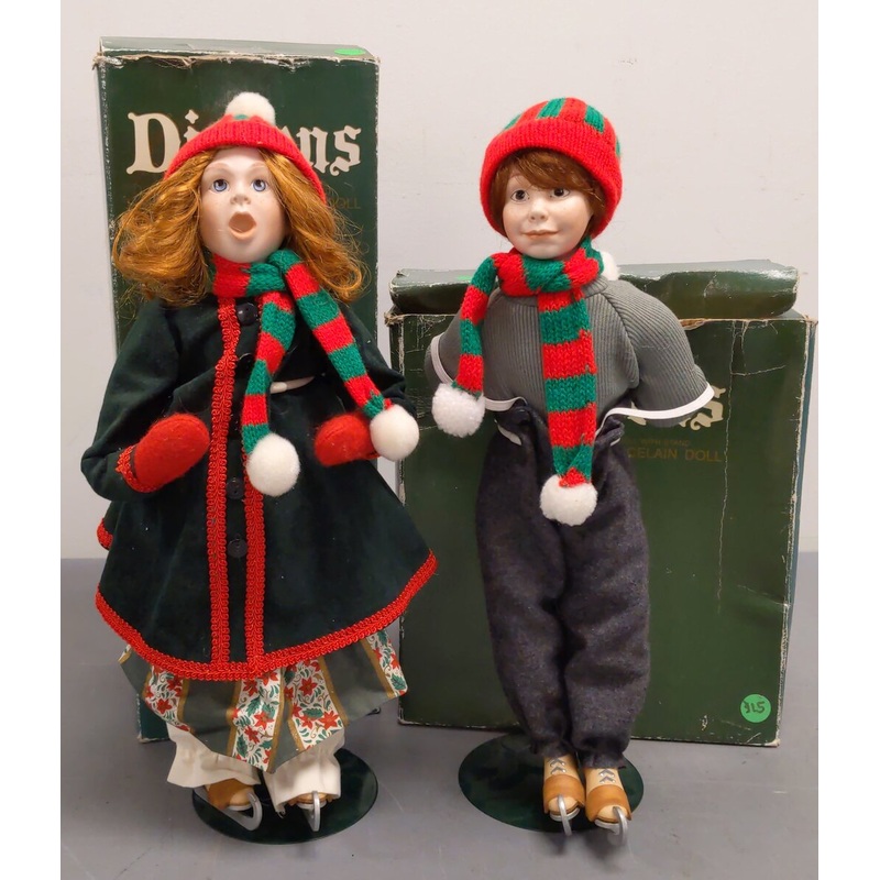 Dept 56 4928-0 Christmas Carol David & Annie Smythe Porcelain Dolls (Set of 2) VG/Box