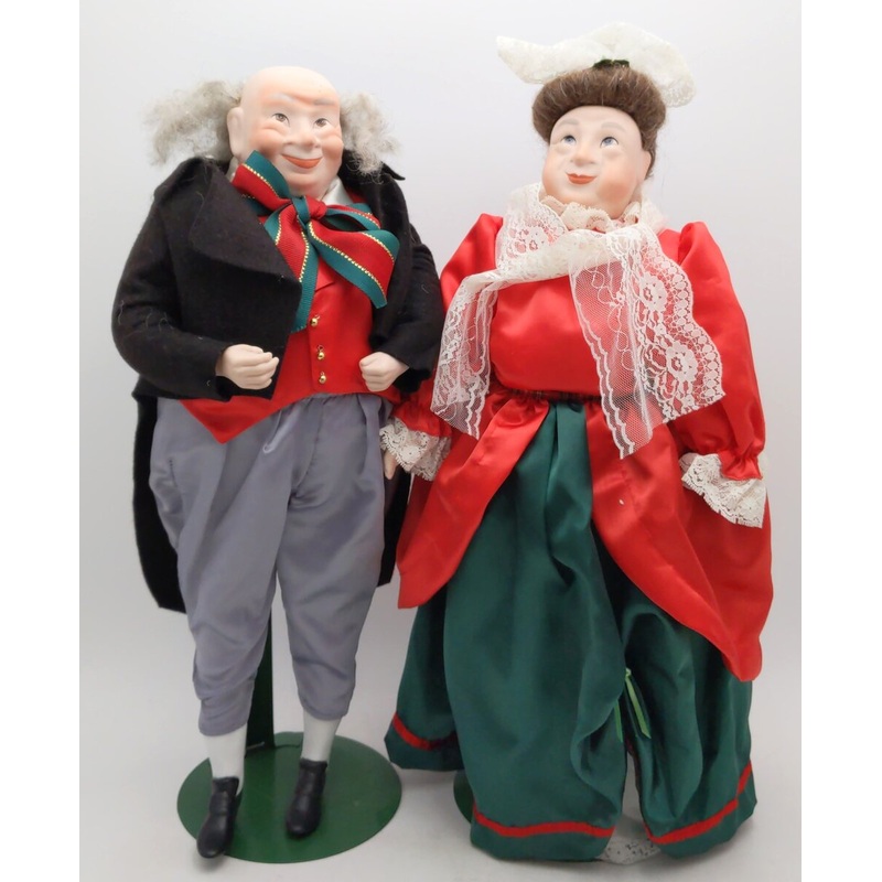 Dept 56 5594-8 Dicken’s a Christmas Carol The Fezziwigs 1988 Porcelain Dolls EX
