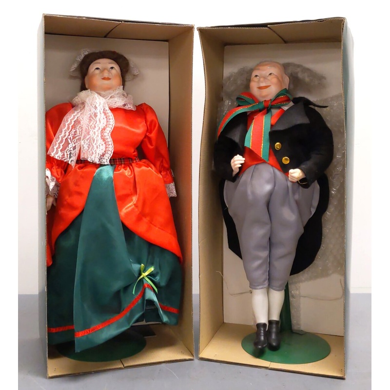 Dept 56 5594-8 Dicken’s a Christmas Carol The Fezziwigs 1988 Porcelain Dolls LN/Box