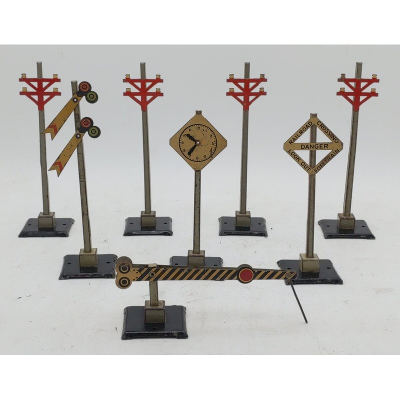 Ives Vintage O Gauge Assorted Signs and Crossing [8] VG