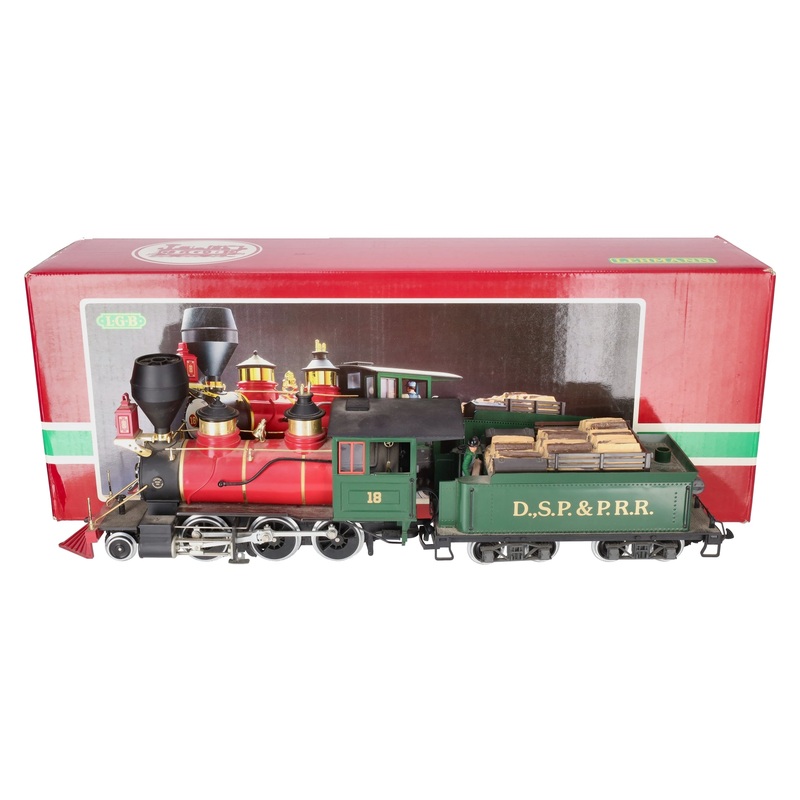 LGB 2018D G Scale DSP&PRR 2-6-0 Mogul Steam Locomotive & Tender #18 VG/Box