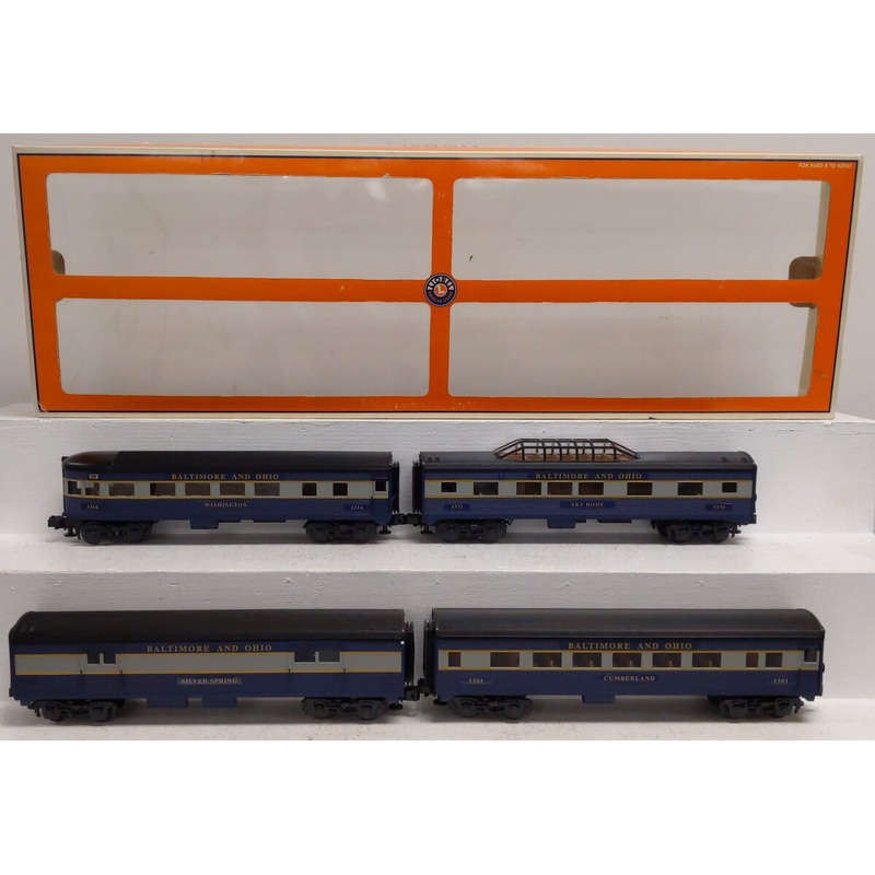 Lionel 6-29046 O Gauge Baltimore & Ohio Streamliner Passenger (Set of 4) EX/Box