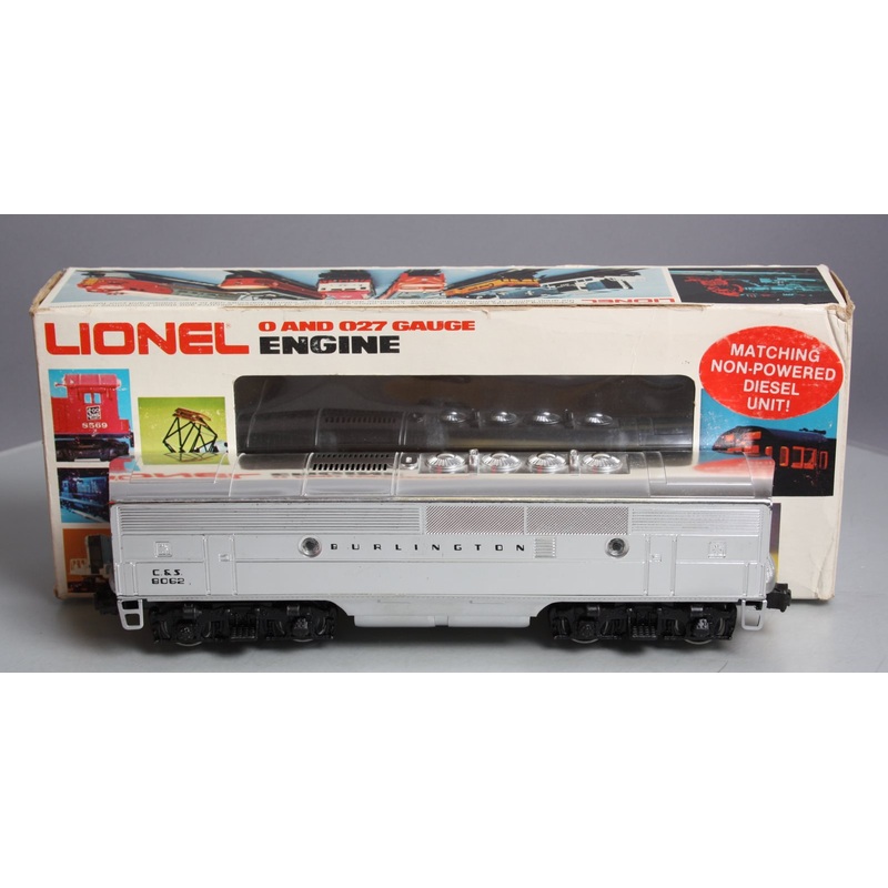 Lionel 6-8062 O Burlington F-3 B-Unit Chrome Non-Powered Diesel Locomotive #8062 EX/Box