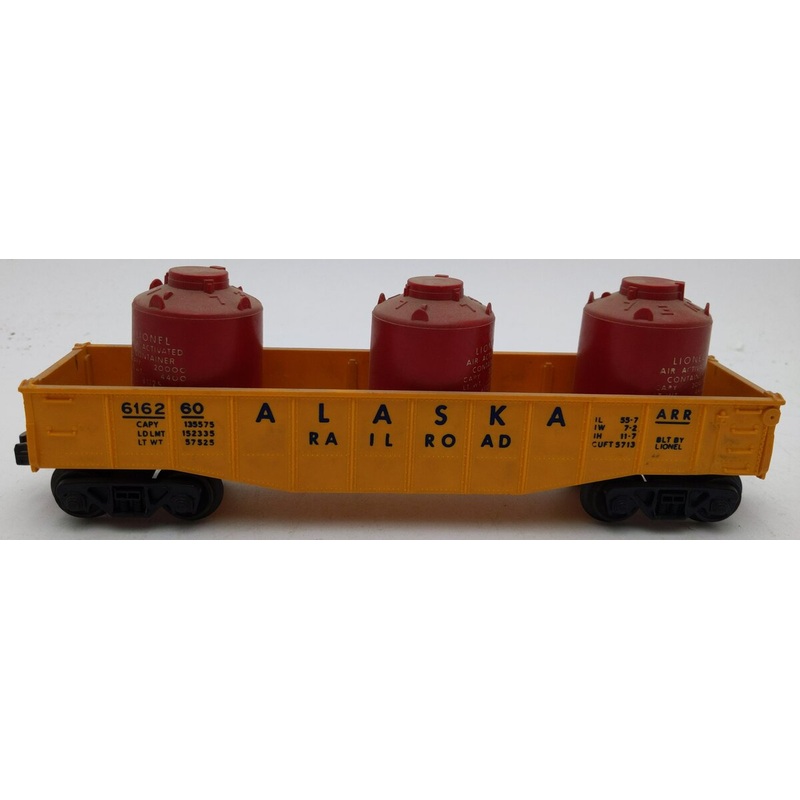 Lionel 6162-60 Vintage O Alaska Gondola with Canisters EX
