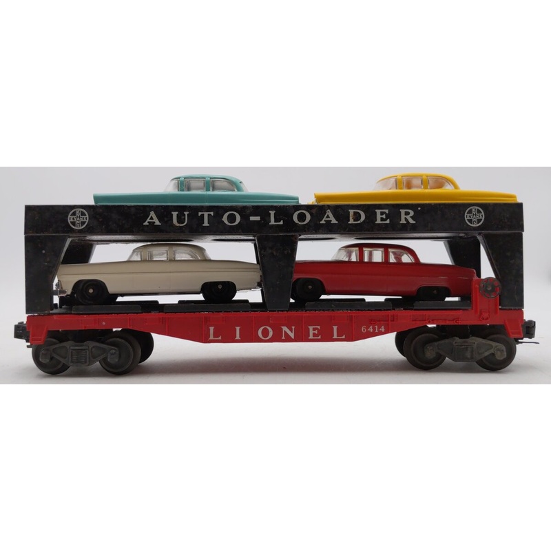 Lionel 6414 Vintage O Gauge Postwar Evans Autoloader with 4 Automobiles VG