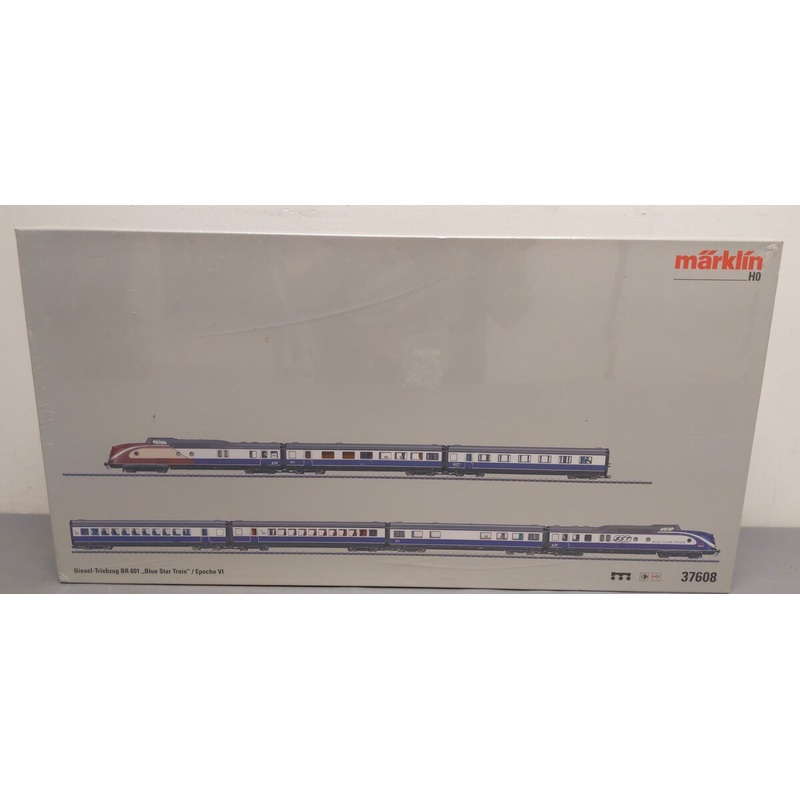 Marklin 37608 HO Blue Star Train Class 601 Diesel Railcar Train Set w/Sound MT/Box